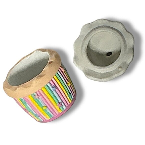 Retired PartyLite Birthday Cupcake Candle Holder Trinket Box Vintage NWOT - Picture 5 of 16